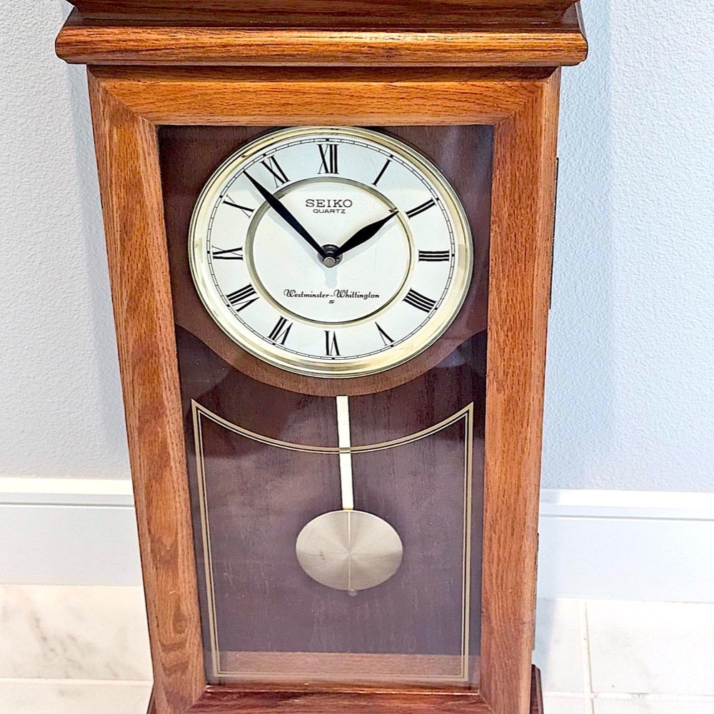1970s SEIKO WESTMINSTER WHITTINGTON QUARTZ PENDULUM WALL CLOCK